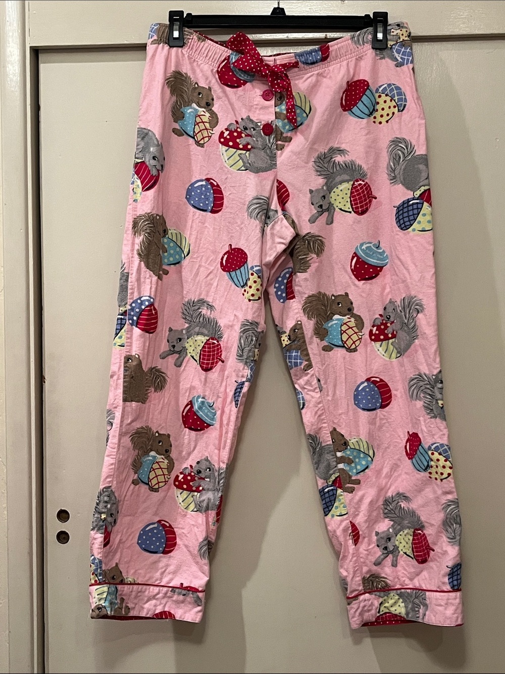 Nick & Nora Pink Squirrel and Acorn Pajama Pants Nuts for You print